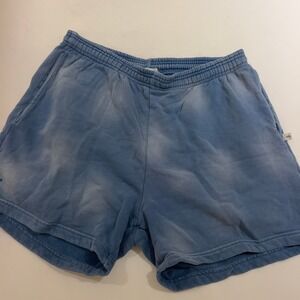 Madhappy Washed Blue Sweat Shorts Mens Small Elastic Waist Fleece Pockets